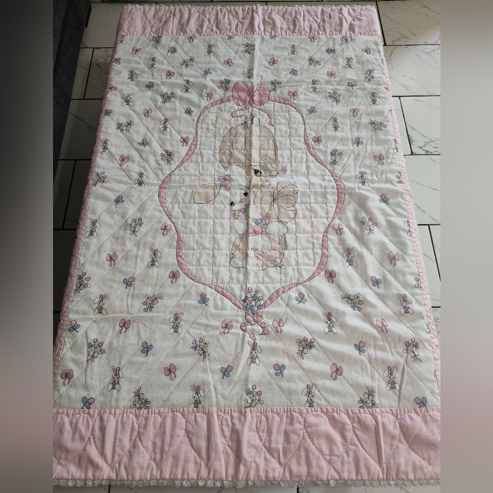 Precious Moments Vintage Quilt Blanket 80s 90s